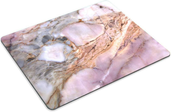 Smooffly White Gold Marble Office Mousepad, Pink Marbled Mouse Pad for Her, Marble Desk Accessory