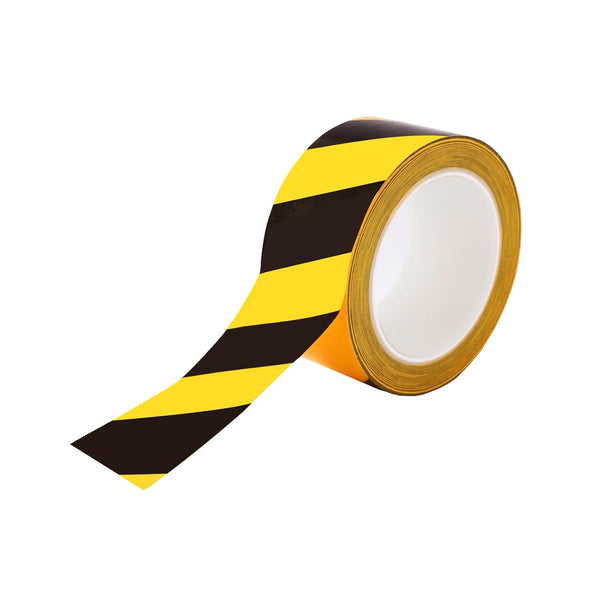 2 Inch x 110 FT Black & Yellow Floor Marking Tape, High-Visibility Adhesive Hazard Tape for Caution and Aisle Marking