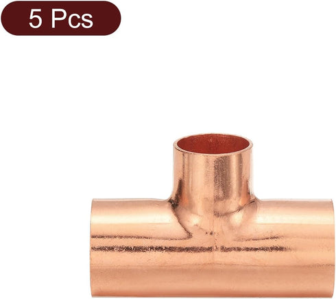 uxcell Copper Reducing Tee, 1-inch x 3/4-inch x 1-inch, 3pcs Copper Pressure Pipe Fitting Connector