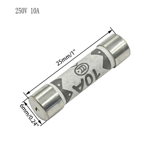 10 Pcs 10A 250V Ceramic Fuse, 6x25mm Cartridge Fast Blow Tube for Power Strip Experiment Circuit Repair