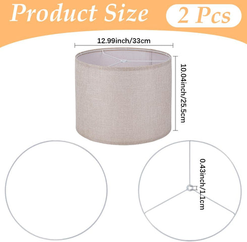 2 Sets 13" 13" 10" 0.43" CREATCABIN Drum Lamp Shade Top x Bottom x High Seaside Village Medium Lampshades Replacement