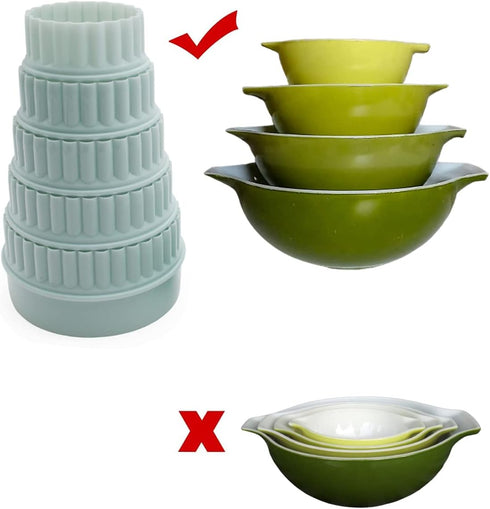 8 Pieces Display Stands for Pyrex Bowls Bowl Stands Bowl Display Stands for Cabinet Organizer Plastic