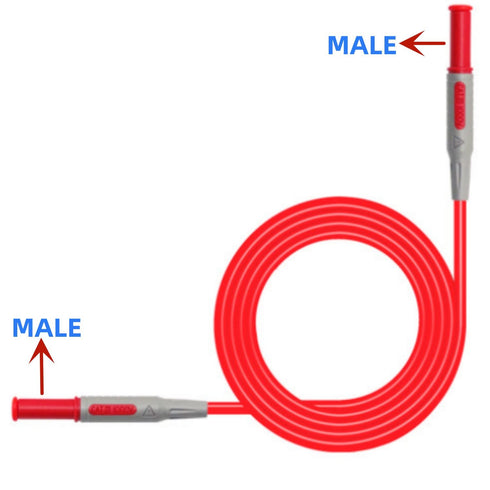 Multimeter Test Lead Extension Male to Male Connector 4mm Banana Plug to Jack Heavy Duty Silicone Wires Multimeter Leads Probes Adapter 14AWG (1 Pair) (39.4")