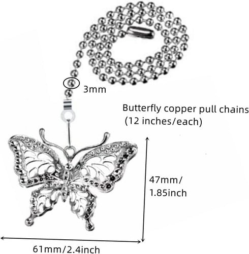 Set,Decorative Extension,12 Inches 2Pcs Silver Ceiling Fan Pull Chain Fan Pull Chain Pendant Lighting And Fan Beaded