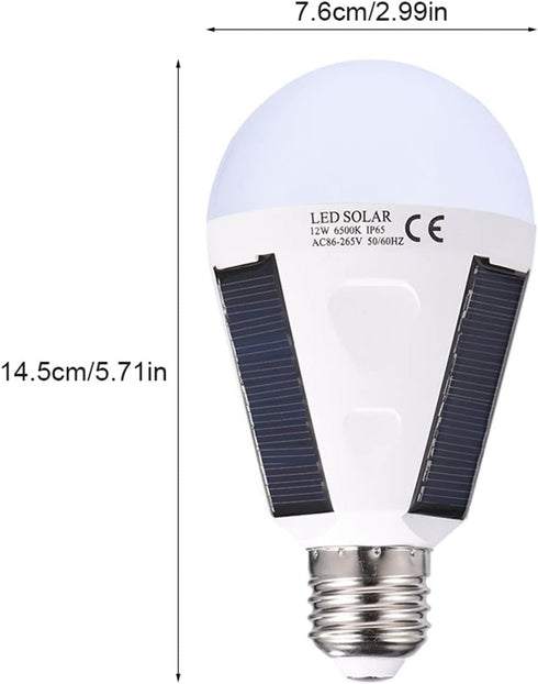 Solar Light Bulbs, Emergency Solar Rechargeable Light Bulbs, Outdoor Waterproof Camping Lamps for Tent, Portable LED Light Bulb for Shed Night, Emergency Power Outage and Outside(12W) by PerGar