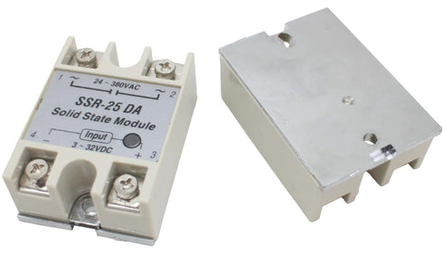 3PCS SSR-25DA Single Phase Solid State Relay, Input 3-32V DC, Output 24-380V AC, 25A