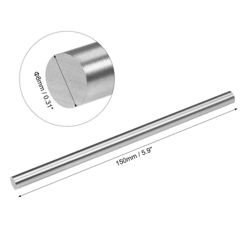 uxcell 8mm Round Steel Rod, 150mm HSS Lathe Bar Stock Tool for Shaft Gear Drill Lathes, 2pcs