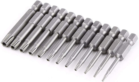 Yakamoz 12pcs 1/4 Inch Hex Shank T5-T40 Torx Head Screw Driver Bit Set, Security Tamper Proof Tools