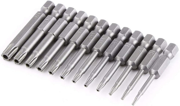 Yakamoz 12pcs 1/4 Inch Hex Shank T5-T40 Torx Head Screw Driver Bit Set, Security Tamper Proof Tools