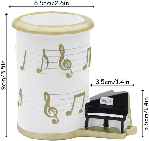 Winterworm Resin Music Notes Pencil Pen Container,Piano Pencil Cup Musical Melody Theme Pen Holder Cup Pencil Pot Desktop Makeup Brush Organizer for Home Office Desk Decoration Kid Student Gift by Winterworm