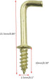 150Pcs 1/2 Inch Brass Plated L Hooks, Mini Right Angle Metal Screw-in Hooks for Hanging