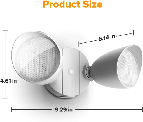 6222W 3500 32 28 LUTEC Lumen Watt LED Dual-Head Floodlight Outdoor, Full Metal Design, Waterproof Exterior Security