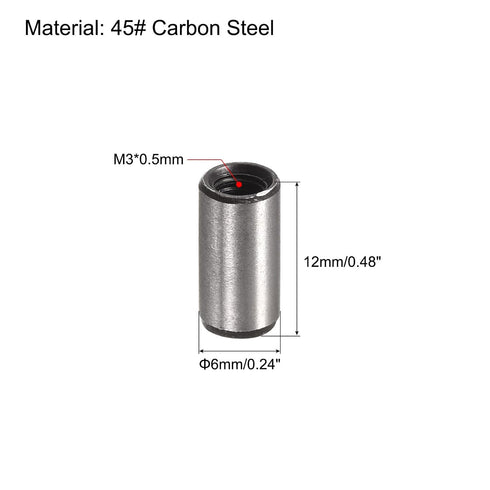 uxcell M4 5pcs 6x12mm Internal Thread Dowel Pin Chamfering Flat Carbon Steel Cylindrical Pin Bed Bookshelf Metal