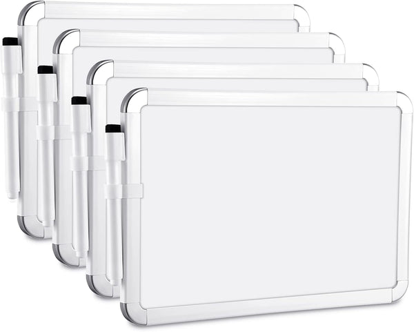 Sherr 4 Pcs Dry Erase Board, 7" x 11" Small Wall Board for Kids, Student with Black Marker, Mini Office Board