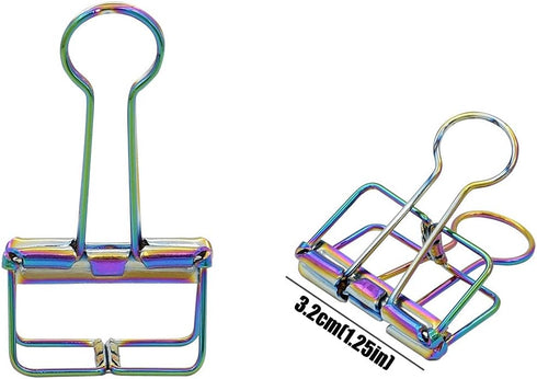 Binder Clips Paper Clamps 32mm Clips for Office School Supplies (Rainbow Colors) by zoohot