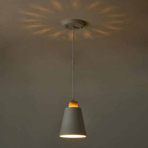 7.87in Counter, Mini Pendant Light Fixtures White Wood Pendant Lighting for Kitchen Island Cone Modern Ceiling Hanging