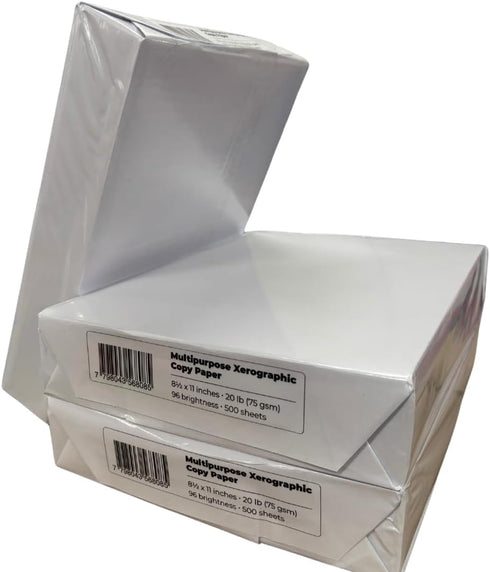 Generic 8.5 11 Inches, 20 lb, 96 500 3 Multipurpose Xenographic Copy Paper, x Brightness, Sheets Per Ream, Reams