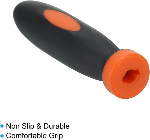 PATIKIL 5 Pack 2 Inch Rubber File Handle, Replacement Accessories for 0.12" Diameter Round Handle File, Orange Black