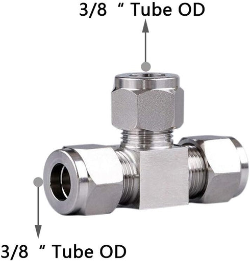 Beduan Pneumatic Stainless Steel 3/8” Compression Fittings Tee Let-Lok Adapter Tube Connector by beduan