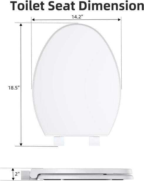 19 Inch Toilet Seat Cover,Elongated Toilet Seat with Quick-Release Design, Fits Toilets, Durable PP Material