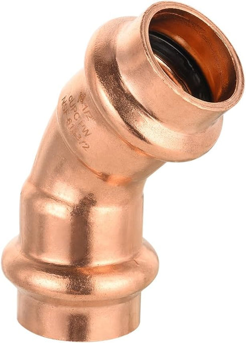 EFIELD 1/2" x 1/2" Copper Press Fit 45 Degree Elbow Fittings, Pack of 10 for Copper Tube Connection