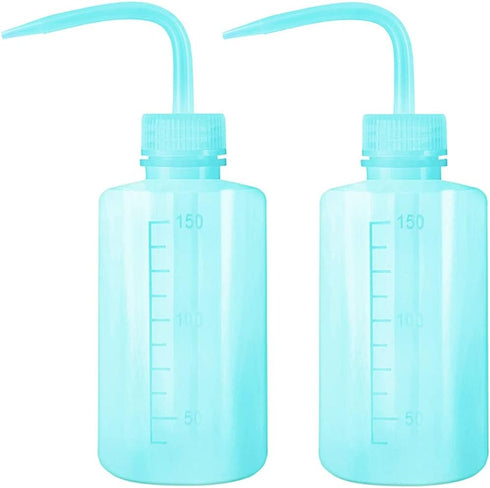 2pcs 150ml 5Oz Wash Bottle Blue Narrow Mouth Squeeze Bottle for Medical Lab Use, No Spill Design