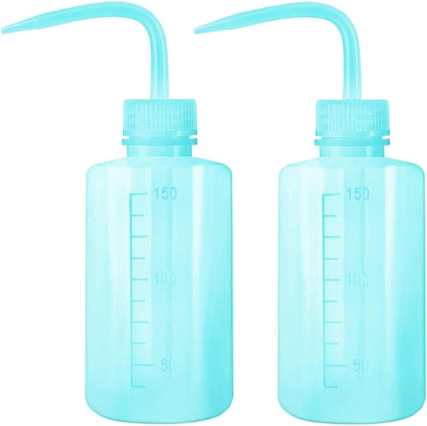 2pcs 150ml 5Oz Wash Bottle Blue Narrow Mouth Squeeze Bottle for Medical Lab Use, No Spill Design