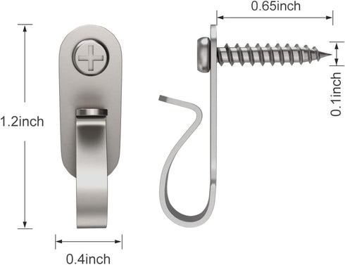 20 Pack Stainless Steel Light Hanger Hooks, Screw Hooks for Hanging Christmas Lights and LED Clips