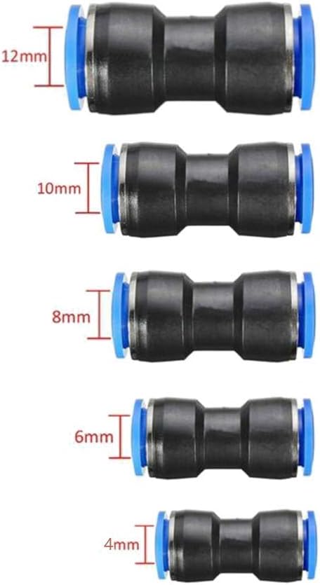 Straight Push Connectors, 4/6/8/10/12 mm Quick Release Plastic Push to Connect Fittings Kit, 50 Pcs Air Line Fittings for 5/32 1/4 5/16 3/8 1/2 Tube by Zivisk