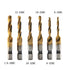 5PCS Titanium Combination Drill Tap Bit Set, Screw Tapping Hex Shank HSS Metric/Imperial Plug Drill Bits