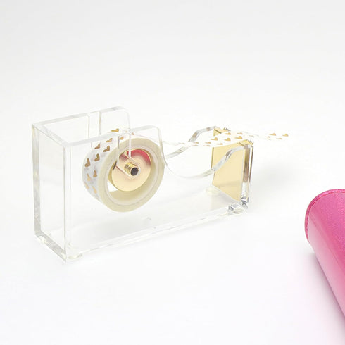 NatSumeBasics Pure Gold Acrylic Tape Dispenser for Washi Tapes, Aesthetic Office School Supplies