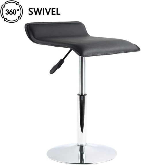 FURWOO Counter Short Square PU Leather Office Chair Height Adjustable Mini Stool for SPA Salon Stool Small Black