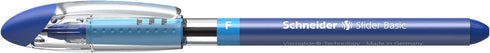 Schneider Slider Basic F Ballpoint Pen, 0.7 mm, Blue Ink, Box of 10