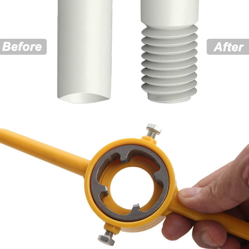 6Pcs PVC Thread Maker Tool Kit, Plastic Pipe Threader with 3 Dies 1/2", 3/4" and 1" NPT Manual Hand Tool