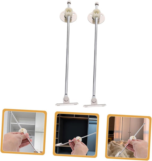 2Pcs Artibetter Heavy Duty Cabinet Hinges with Lid Support Rods for Flap Doors Versatile Iron Drop Leaf Supports