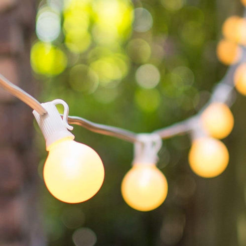 25FT G40 27 Bulbs, Outdoor String Lights, Frosted White Globe String Lights with Warm White Hanging Patio Lights UL