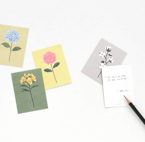 Monolike Message Card The Flower - Mix 40 Cards, 20 Envelopes Pack, Emotional and Sophisticated Mini Cards