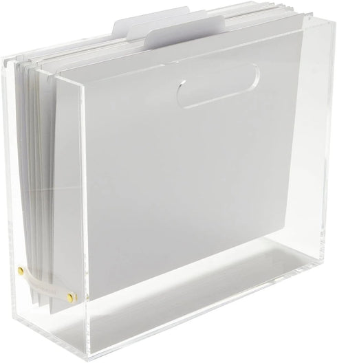 RUSSELL+HAZEL Acrylic File Box Slim, Clear, 4.5” x 12.25” x 10”