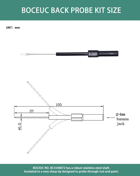 4 Back Probe Kit, PCS Flexible Back Probes Automotive Diagnostic Test Repair Tools for Car Electrical and Multimeter