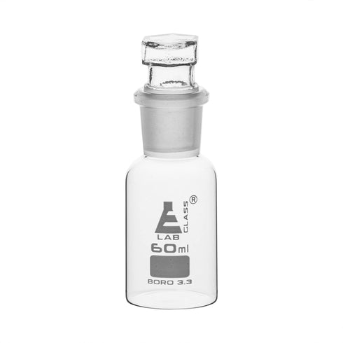 Eisco Labs 60ml Borosilicate Glass Reagent Bottle with Wide Mouth and Stopper