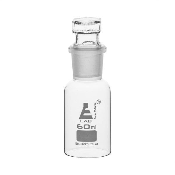 Eisco Labs 60ml Borosilicate Glass Reagent Bottle with Wide Mouth and Stopper