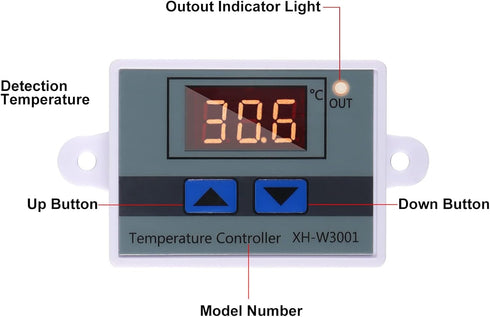 4pcs 12V 10A 120W XH-W3001 Digital LED Temperature Controller, Mini Thermostat Switch with Waterproof NTC 10K Probe