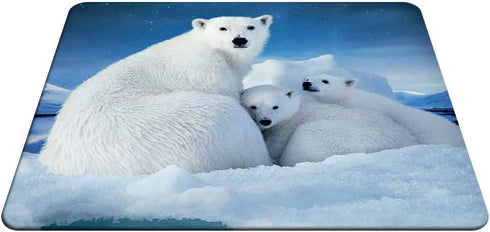 Cute Polar Bear Gaming Mousepad, Polar Bear Family Blue Sky Mouse Pad for Computer Desk, Laptop Office, 9.5 X 7.9 Inch