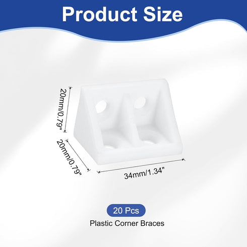 20pcs 34 20 20mm 90 HARFINGTON Plastic Corner Braces x x L-Shape Degree Right Angle Brackets Corner Braces with Screws