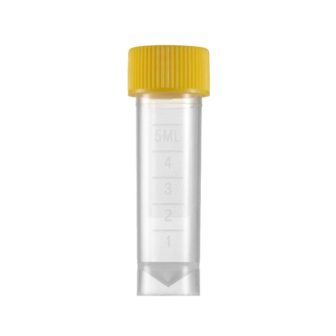 Eowpower 80pcs 5ml Flat Bottom Plastic Graduated Vial Tube with Screw Caps, Small Test Sample Bottles with Lid (Yellow)