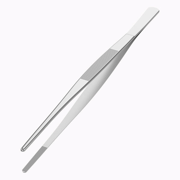 10 Inch Stainless Steel Tweezers with Straight Round Blunt Serrated Tip, Multipurpose Daily Garden Home Tool