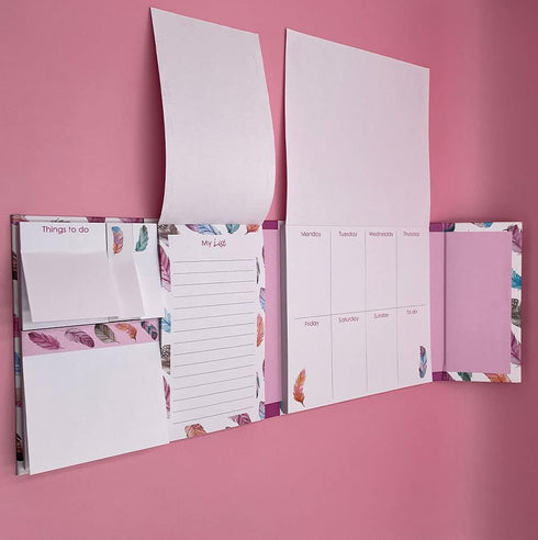 Nicepaper Cute Weekly Organizer Self-Stick Notes, Pastel Memo Pad Set with Feather Shapes, Perfect for Weekly Note