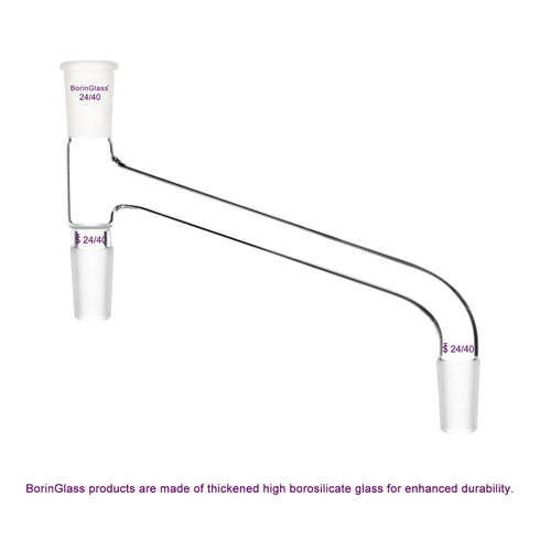 Glass Distilling Adapter, Borosilicate Glass 75 Degree Bent Chemistry Distillation Adapter, 24/40 Joint