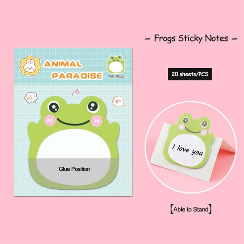 Frog Sticky Notes, Kawaii Frogs Sets, Aesthetic Cute Mini Animal Self-Stick Notes Pads for Frog Lovers