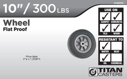 Titan 10" Flat-Proof Solid Rubber Wheel, 300-lb. capacity, Black by TITAN